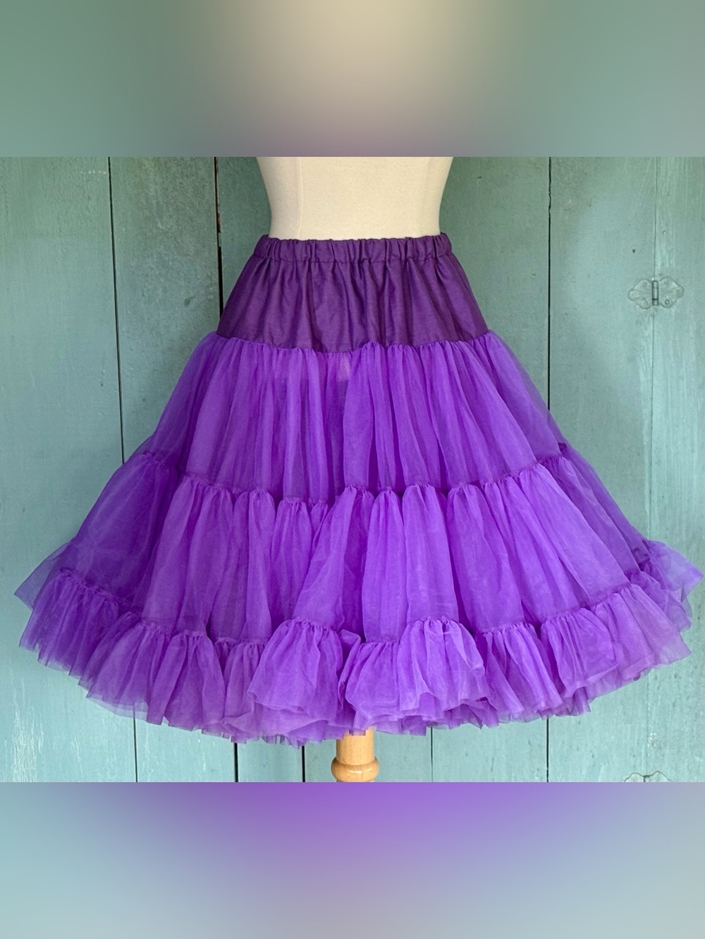 Vtg Square Dance Swing Petticoat Full Circle 4teir/Double Ruffle Chiffon Adj OS